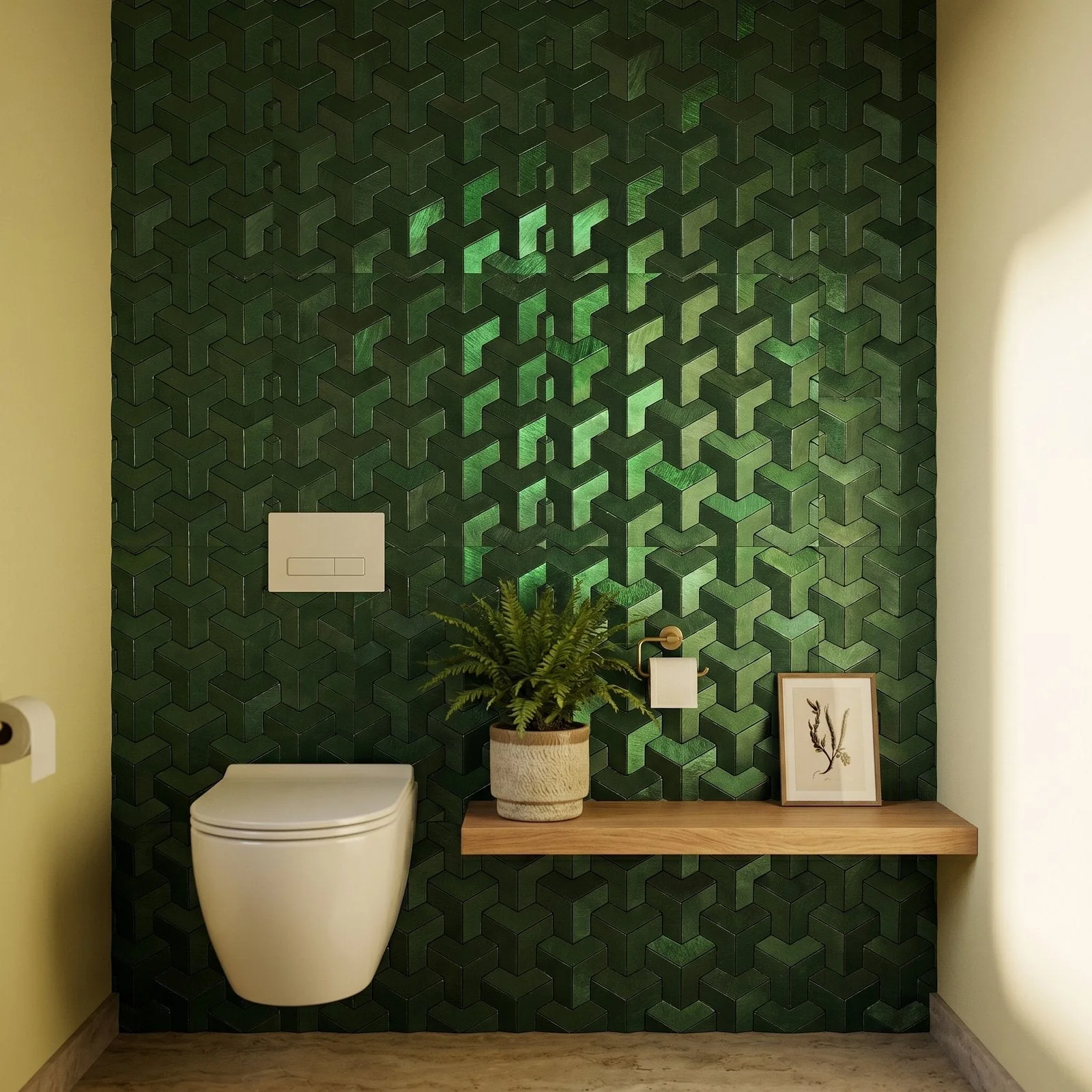 Peel and Stick Backsplash | Trifold 3D Dark Green | 11.02×11.93" - Image 5