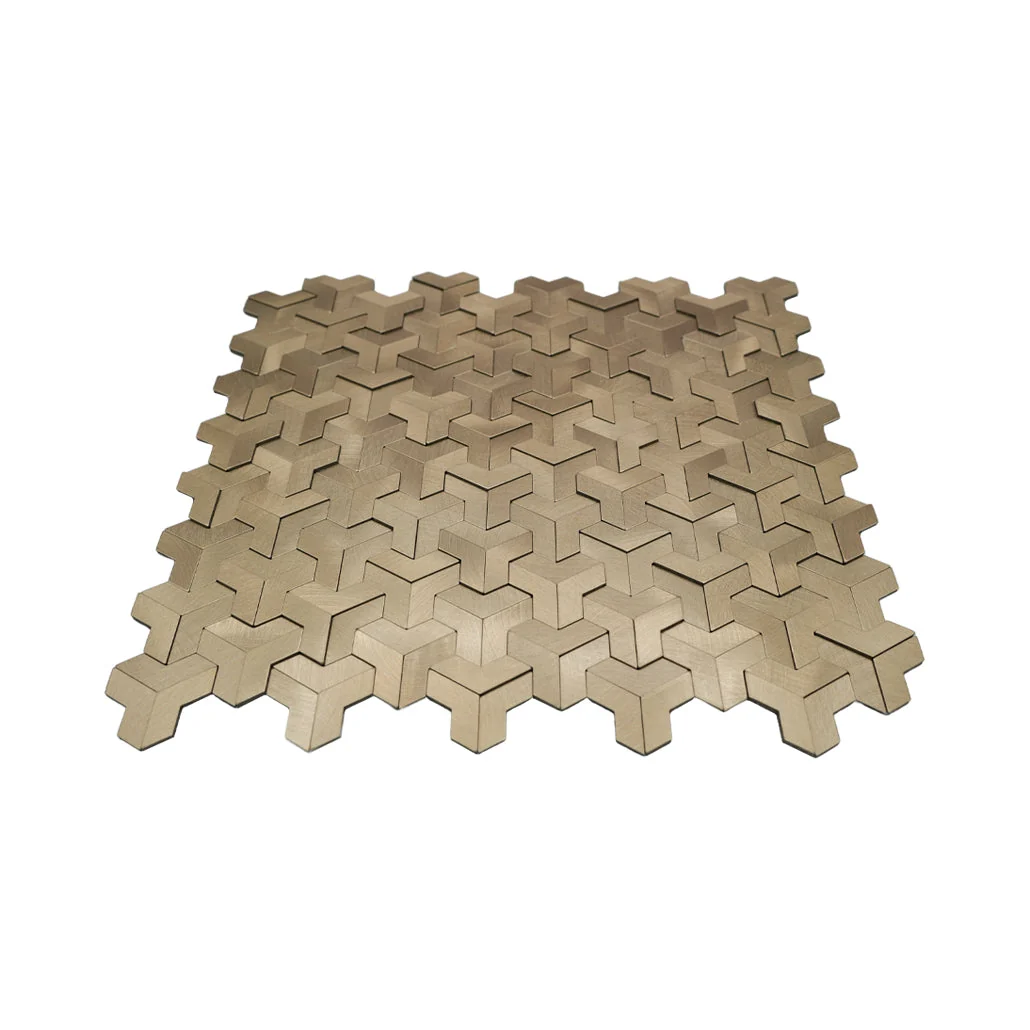 Peel and Stick Backsplash | Trifold 3D Gold | 11.02×11.93" - Image 4
