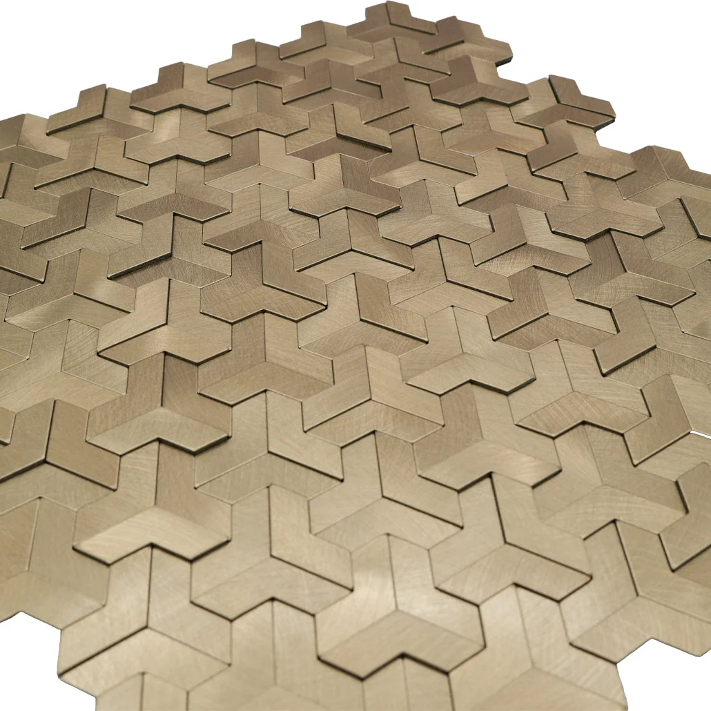 Peel and Stick Backsplash | Trifold 3D Gold | 11.02×11.93" - Image 8