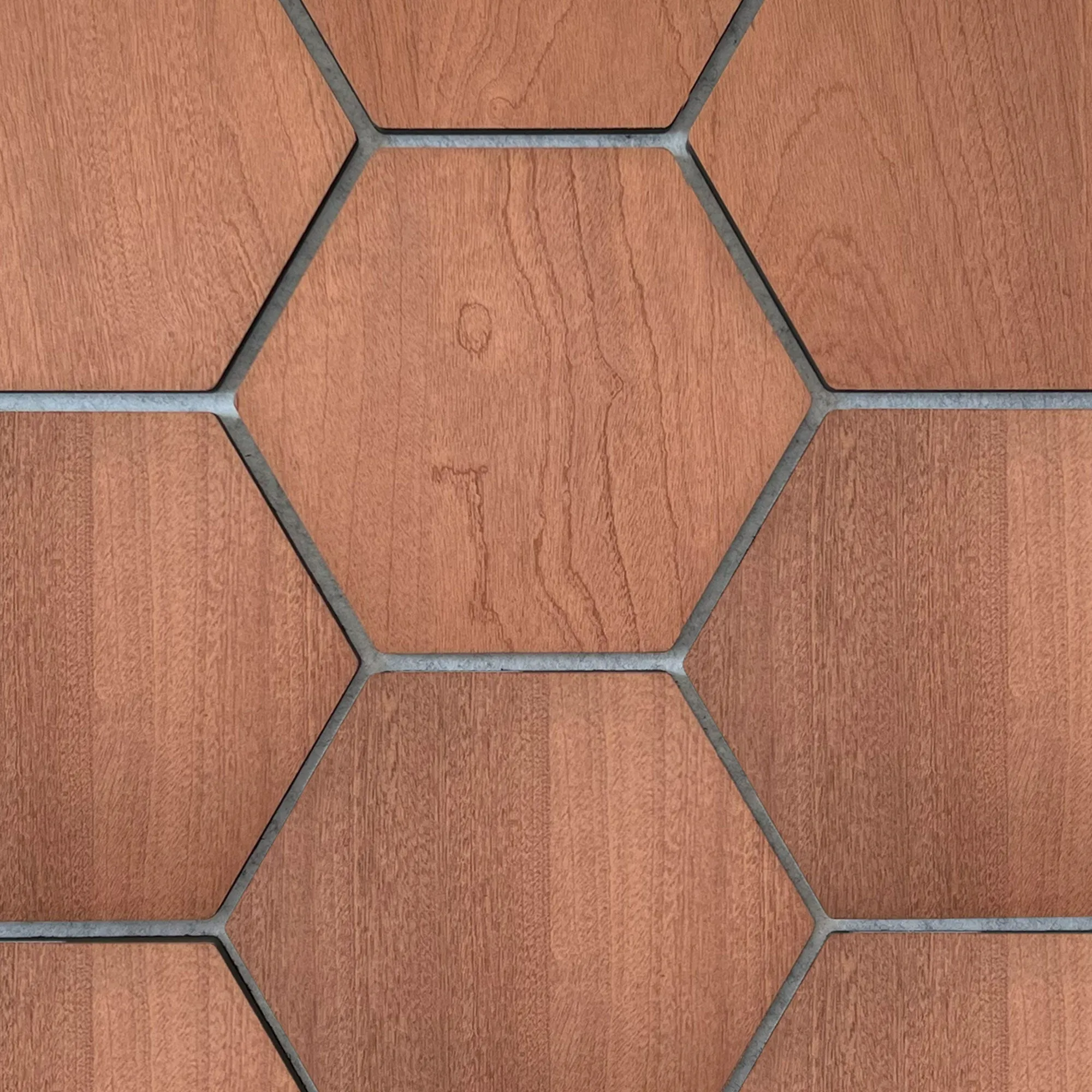 Sample - Hexagon Panel Smoked Oak with Gray Felt